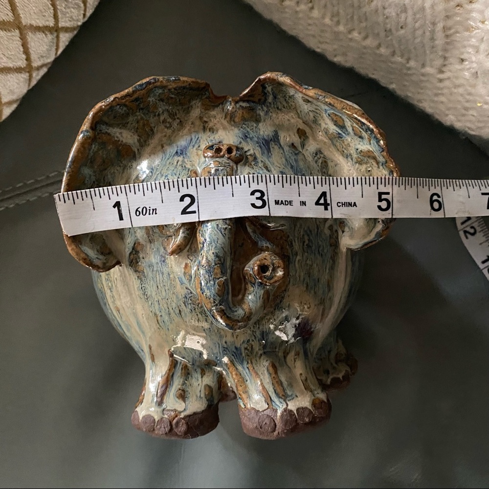 GORGEOUS Vintage 🐘ELEPHANT Drip GLAZE Hand Made Original POTTERY BANK - Picture 12 of 14
